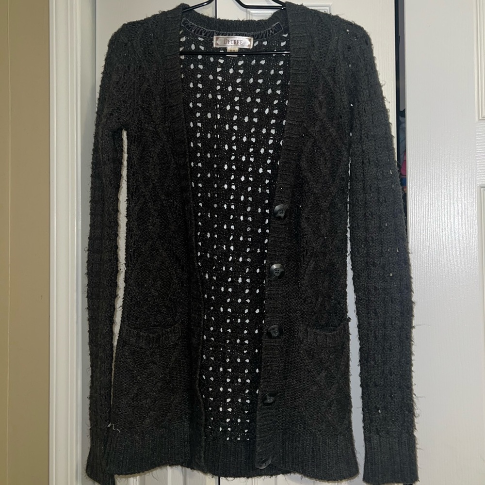 Decree Gray Button Pocket Cardigan V-Neck